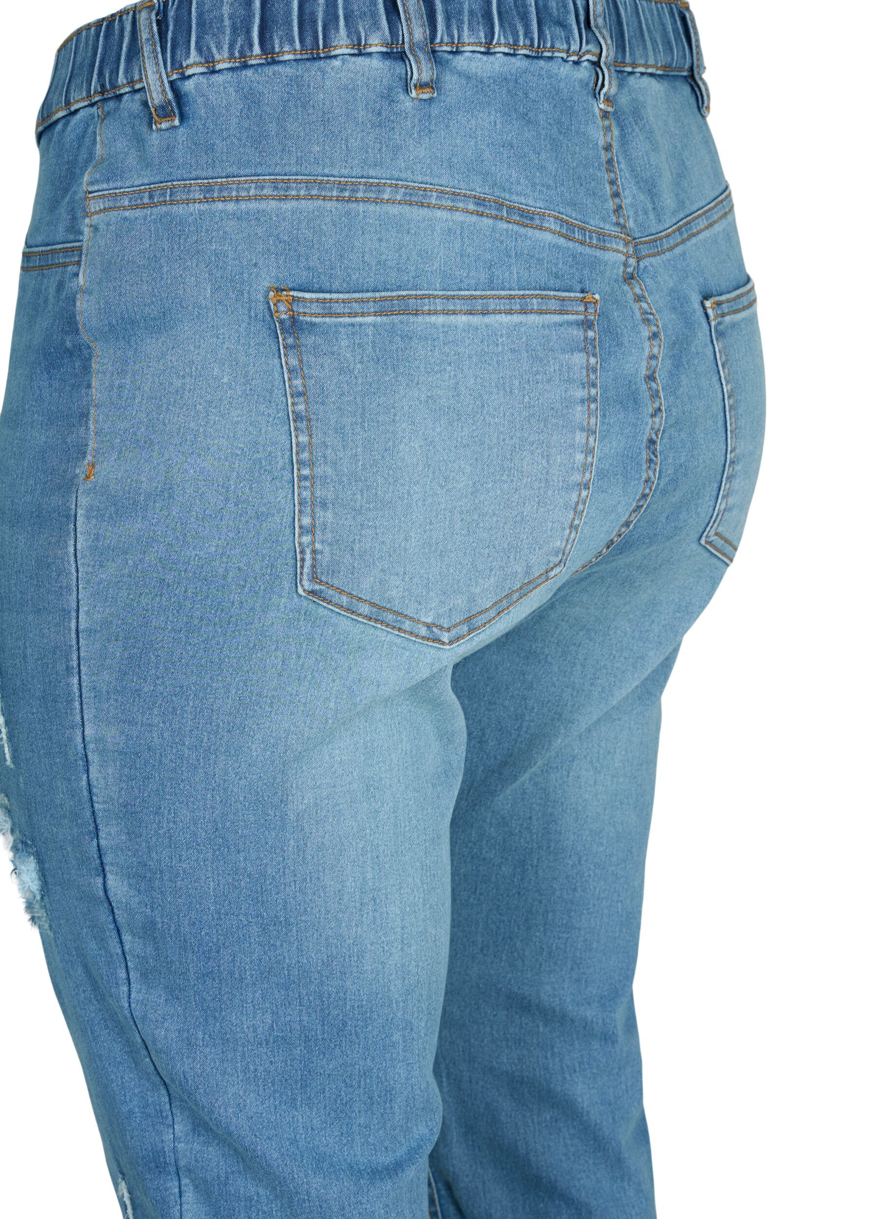 Zizzifashion Jeggings with rip, Blue denim, Packshot image number 3