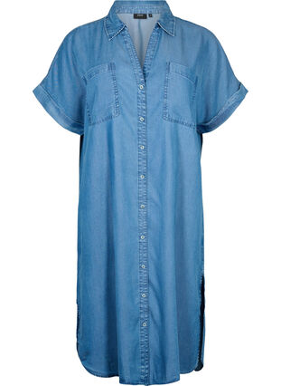 Short sleeve shirt dress in lyocell (TENCEL™), Medium Blue Denim, Packshot image number 0
