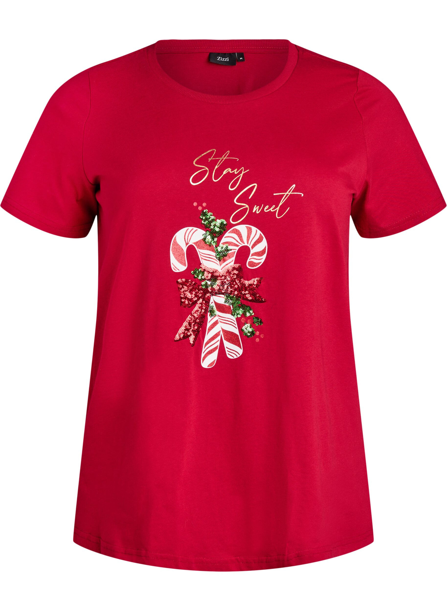 ZizzifashionChristmas t-shirt in organic cotton, Red, Packshot image number 0