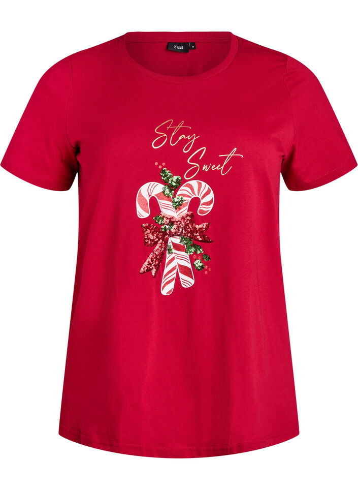 Christmas t-shirt in organic cotton, Red, Packshot image number 0