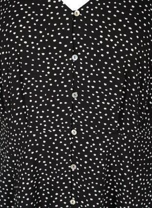 Viscose midi dress with polka dots and buttons, Black w. Dot, Packshot image number 2
