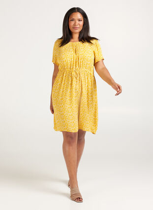 Short-sleeved dress , Yellow Branch, Model image number 2