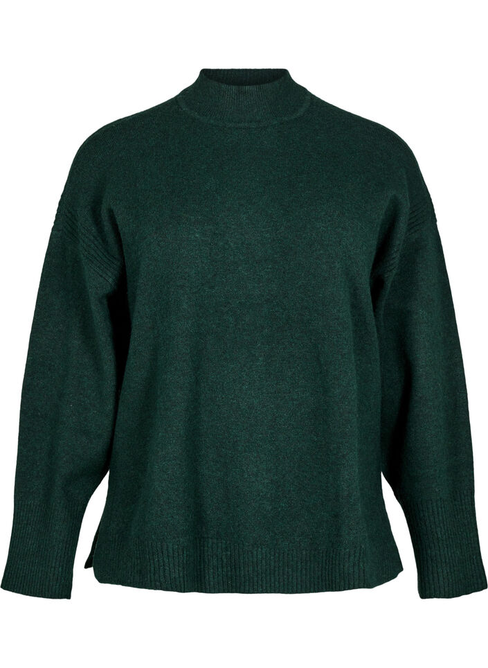 Knitted jumper with ribbed edges, Scarab Mel., Packshot image number 0