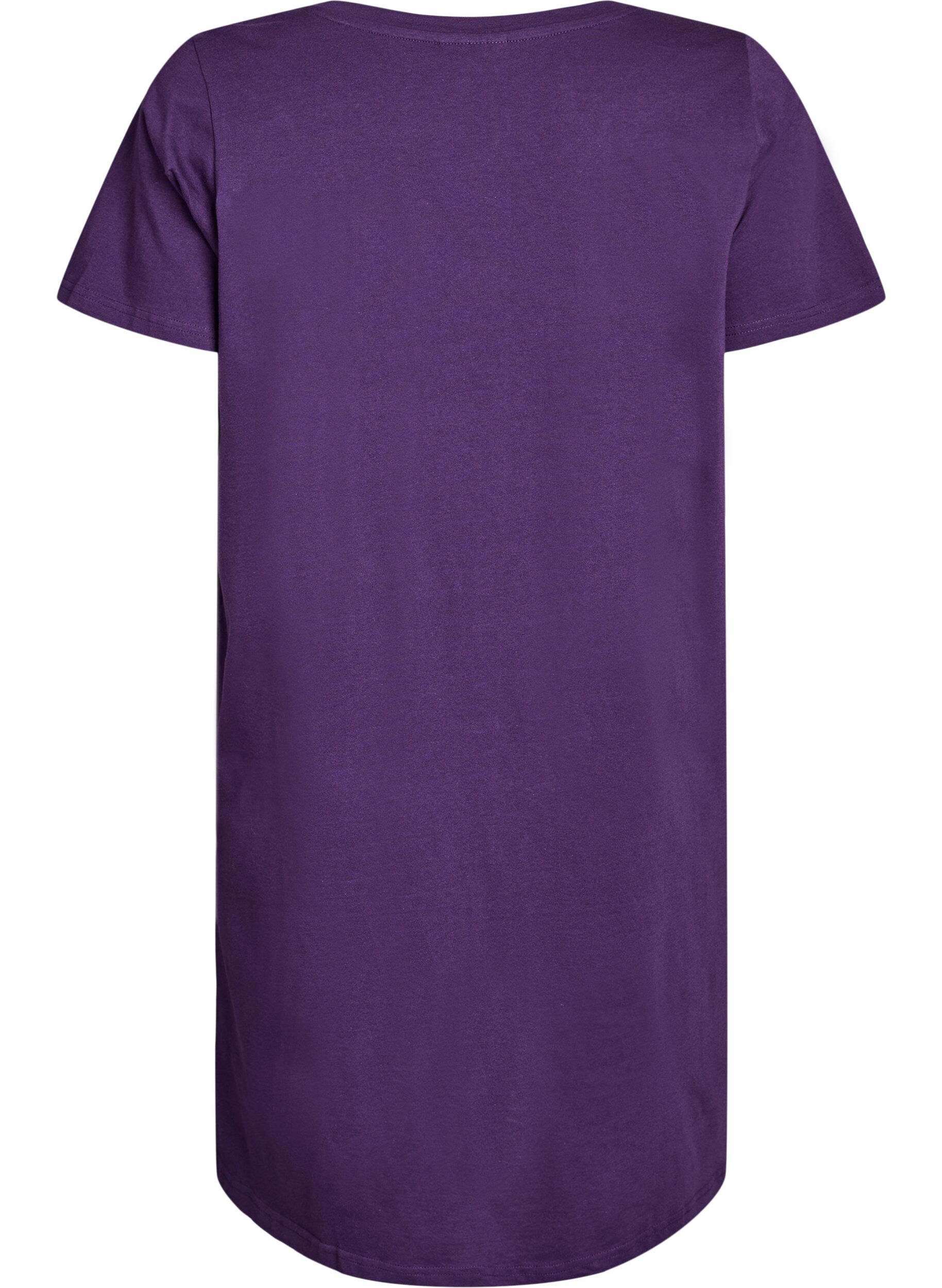Zizzifashion Organic cotton nightgown with v-neck, Purple, Packshot image number 1