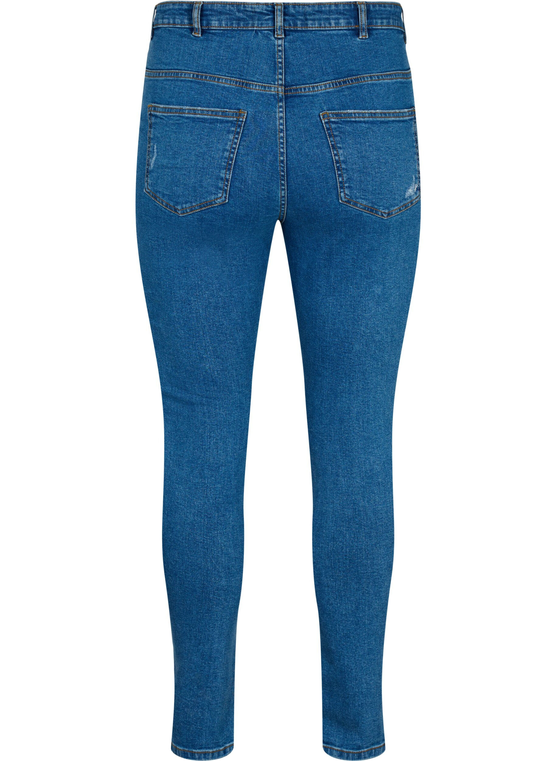 Zizzifashion Tight-fitting jeans with rip details, Blue denim, Packshot image number 1
