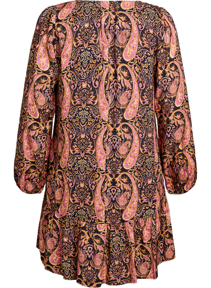 Short A-line dress with paisley print, Blue, Packshot image number 1