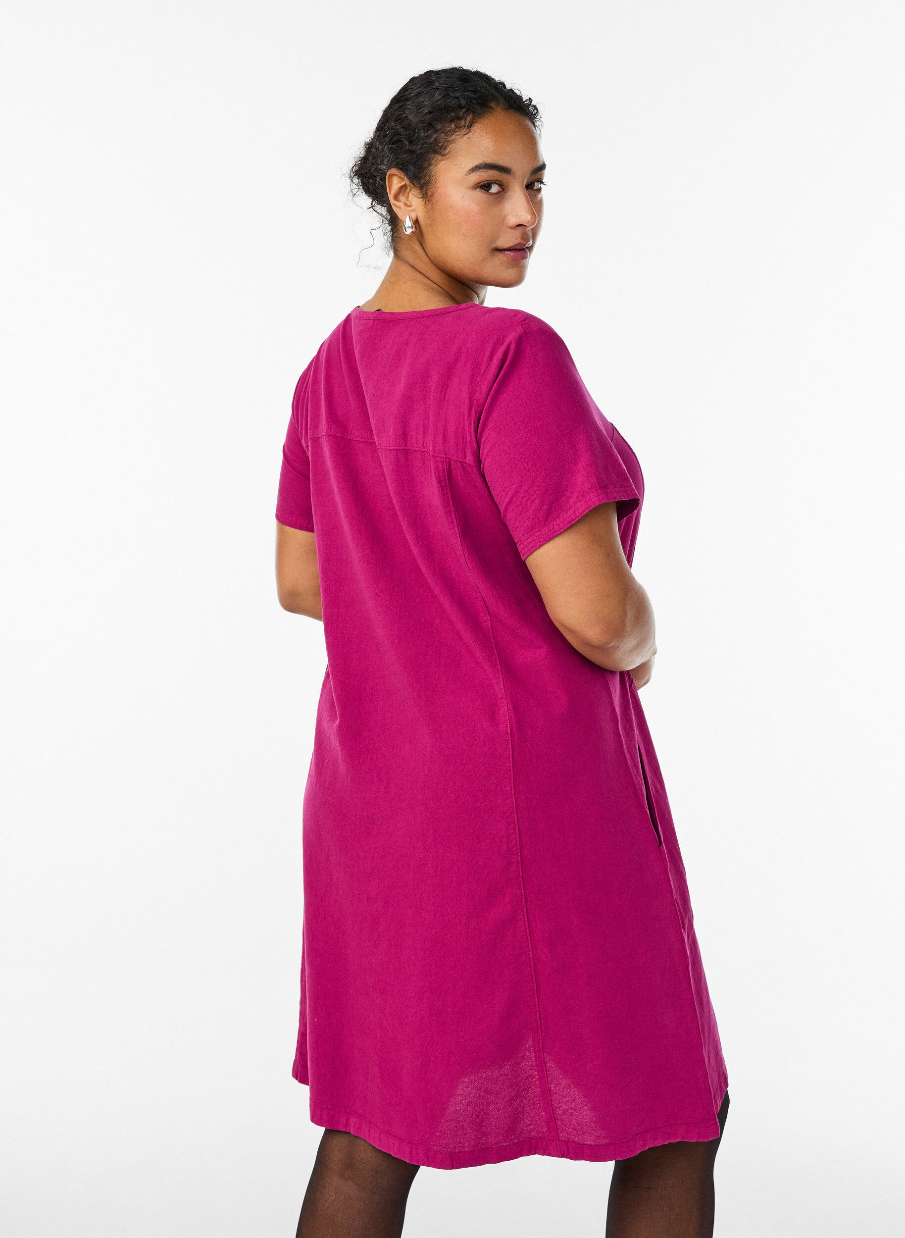 Zizzifashion Short-sleeved cotton dress, Red, Model image number 2