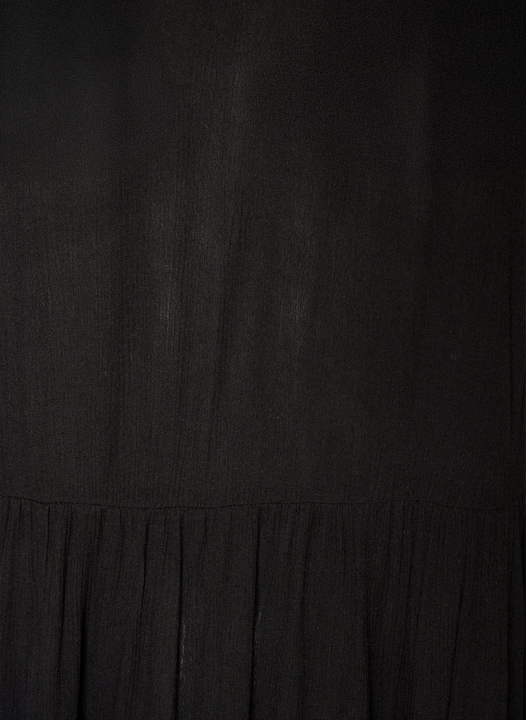 Zizzifashion Midi dress in viscose with ruffle sleeves, Black, Packshot image number 2