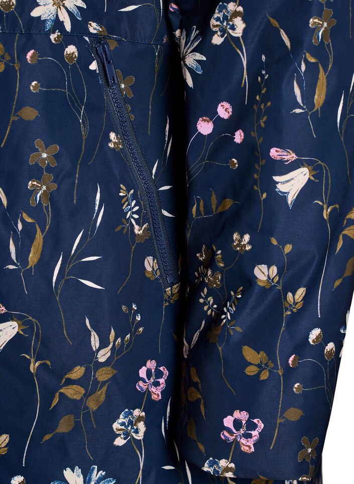 Padded winter jacket with floral print, Blue, Packshot image number 3