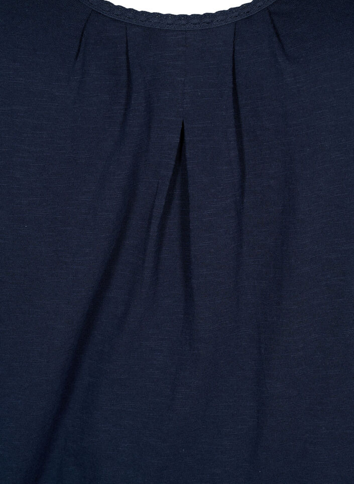 Cotton top with lace trim, Navy Blazer, Packshot image number 2