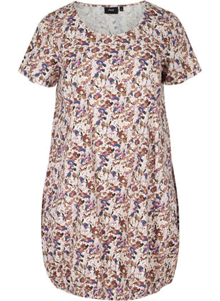 Short-sleeved, printed cotton dress, Powder Pink AOP, Packshot image number 0