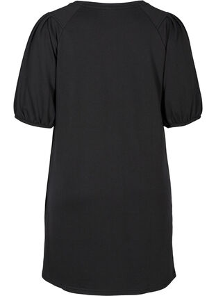 Sweater dress with short puff sleeves, Black, Packshot image number 1