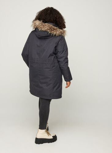 Waterproof winter jacket with a hood, Black, Model image number 1