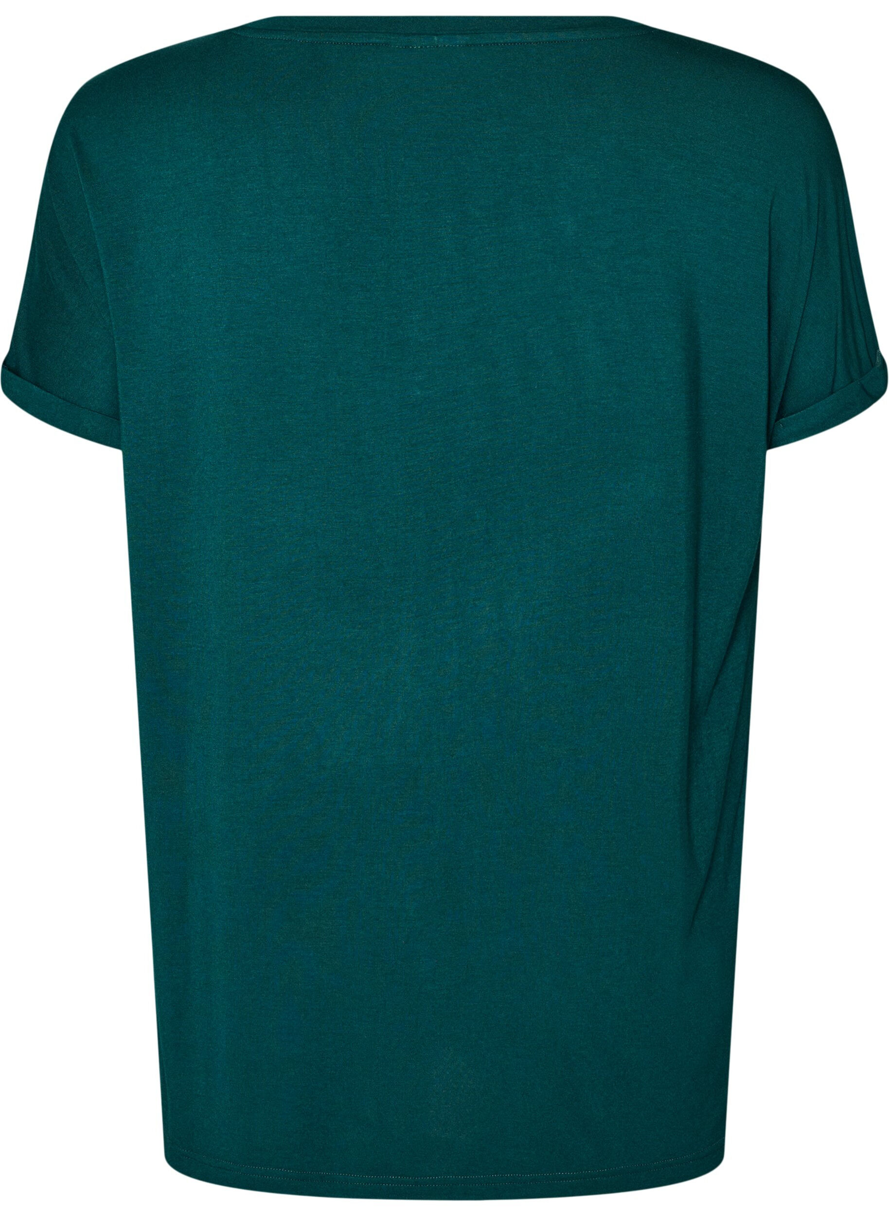 ZizzifashionBasic V-neck T-shirt in viscose, Green, Packshot image number 1