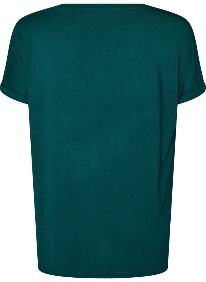 Basic V-neck T-shirt in viscose, Green, Packshot image number 1