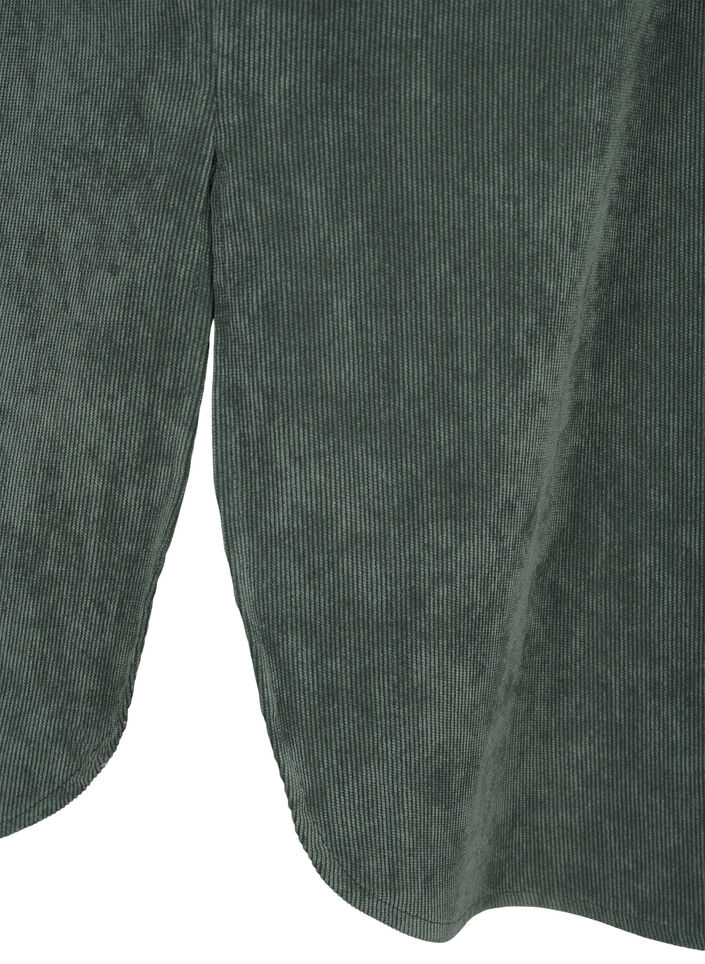 Long corduroy shirt dress with buttons, Dark Forest, Packshot image number 3