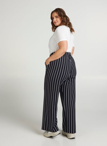 Loose trousers with pockets, Night Sky w. stripes , Model image number 0