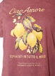 Cotton T-shirt with front print and a washed look, Red, Packshot image number 2