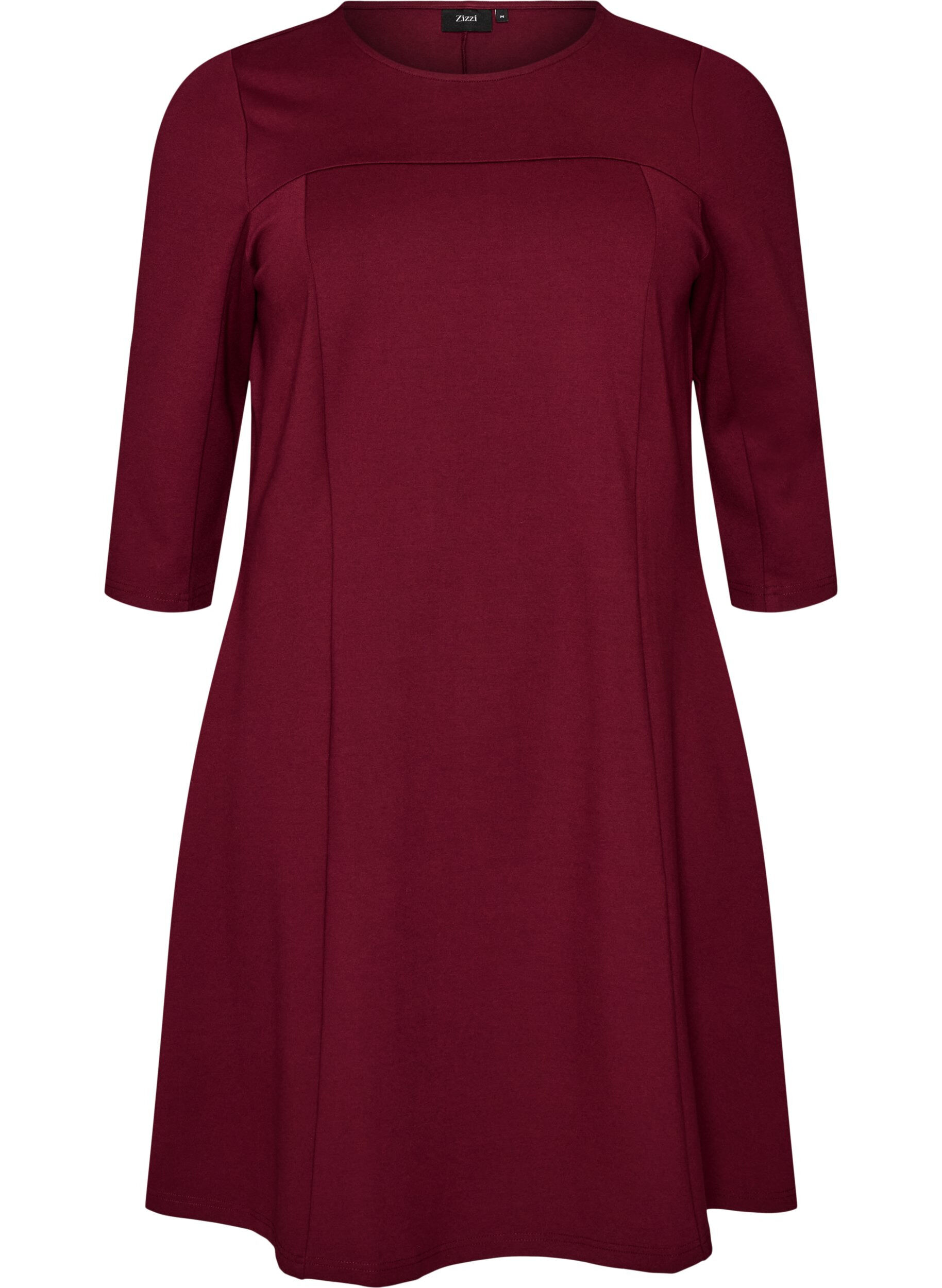ZizzifashionA-shaped dress with 3/4 sleeves, Red, Packshot image number 0