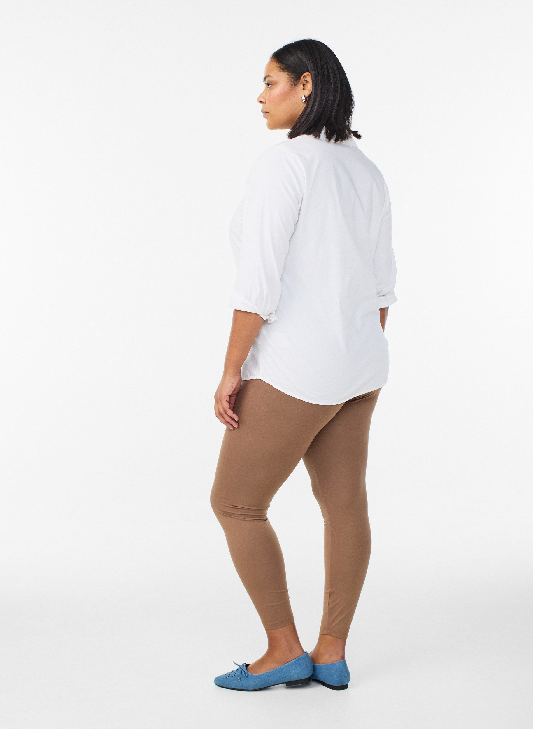 Zizzifashion Basic leggings in viscose, Brown, Model image number 2