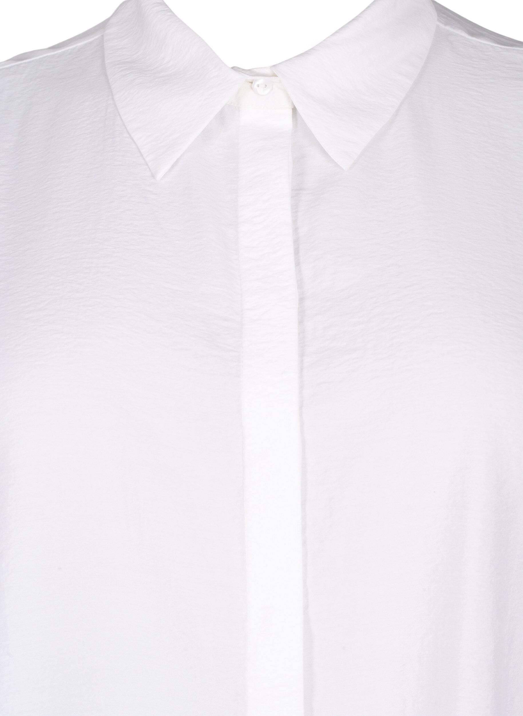 Zizzifashion Long viscose shirt with short sleeves, Bright White, Packshot image number 2
