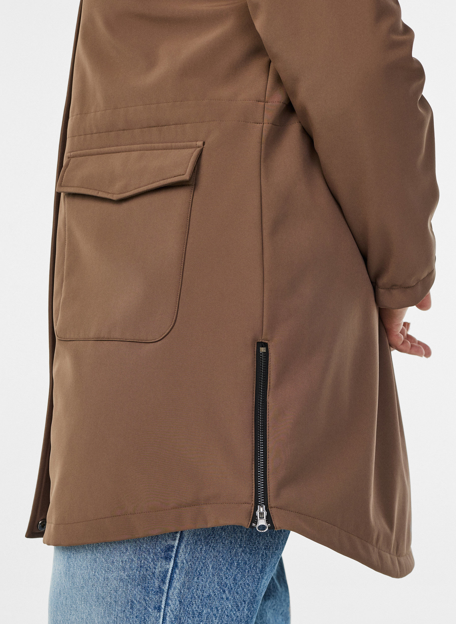 ZizzifashionWater-repellent softshell jacket with quilted lining, Brown, Model image number 3
