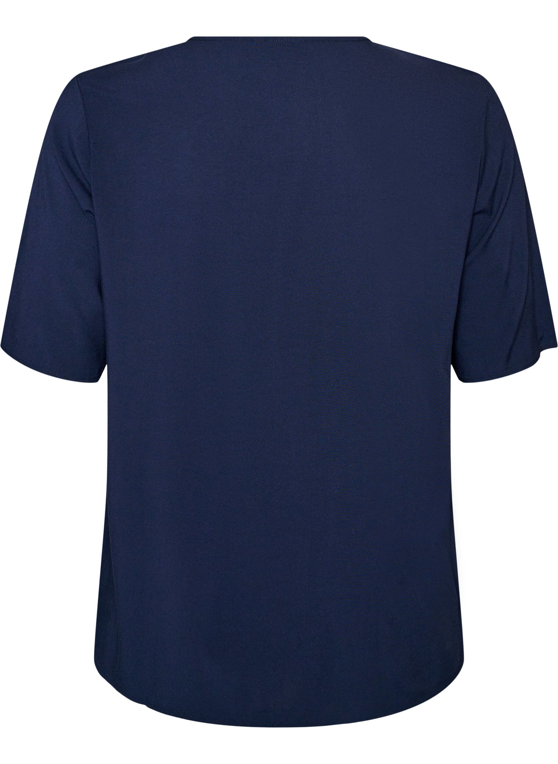 ZizzifashionShort-sleeved woven blouse with round neck, Blue, Packshot image number 1
