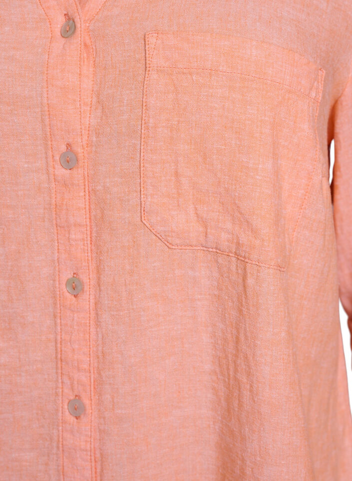 Shirt in linen and viscose with 3/4 sleeves, Coral, Packshot image number 2
