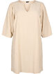 Striped dress with 3/4 sleeves, Camel Stripe, Packshot image number 0