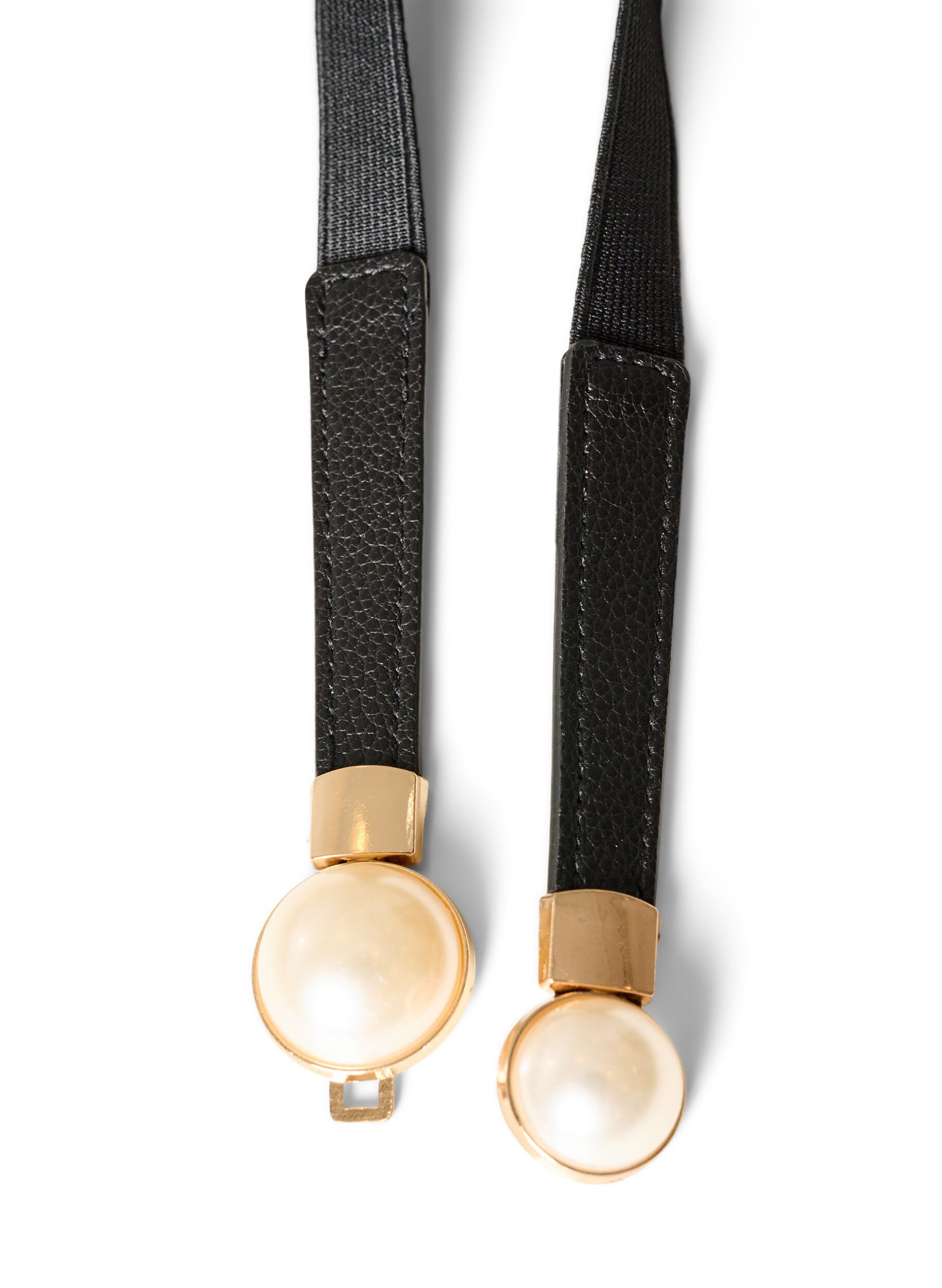 ZizzifashionElastic waist belt with pearl details, Black, Packshot image number 2