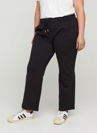 Sweatpants with wide legs and pockets, Black, Model image number 0