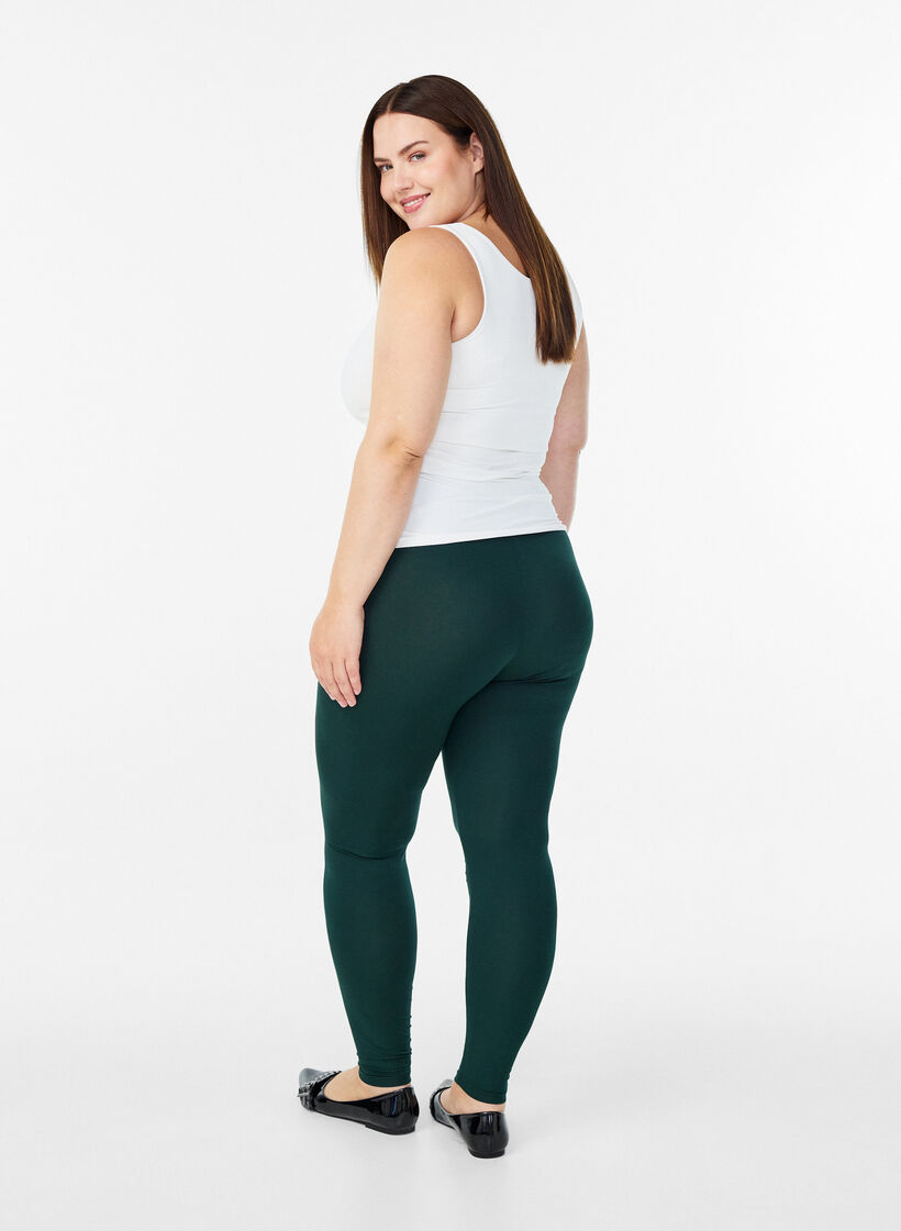 Basic viscose leggings, Green, Model image number 2