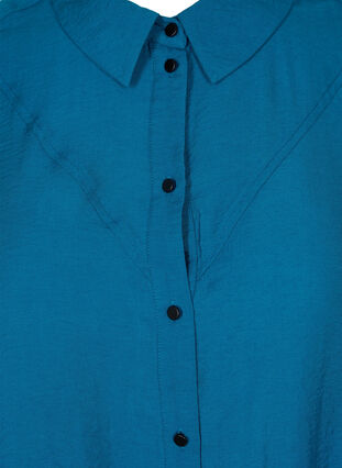 Long, solid-coloured, viscose blend shirt, Moroccan Blue, Packshot image number 2