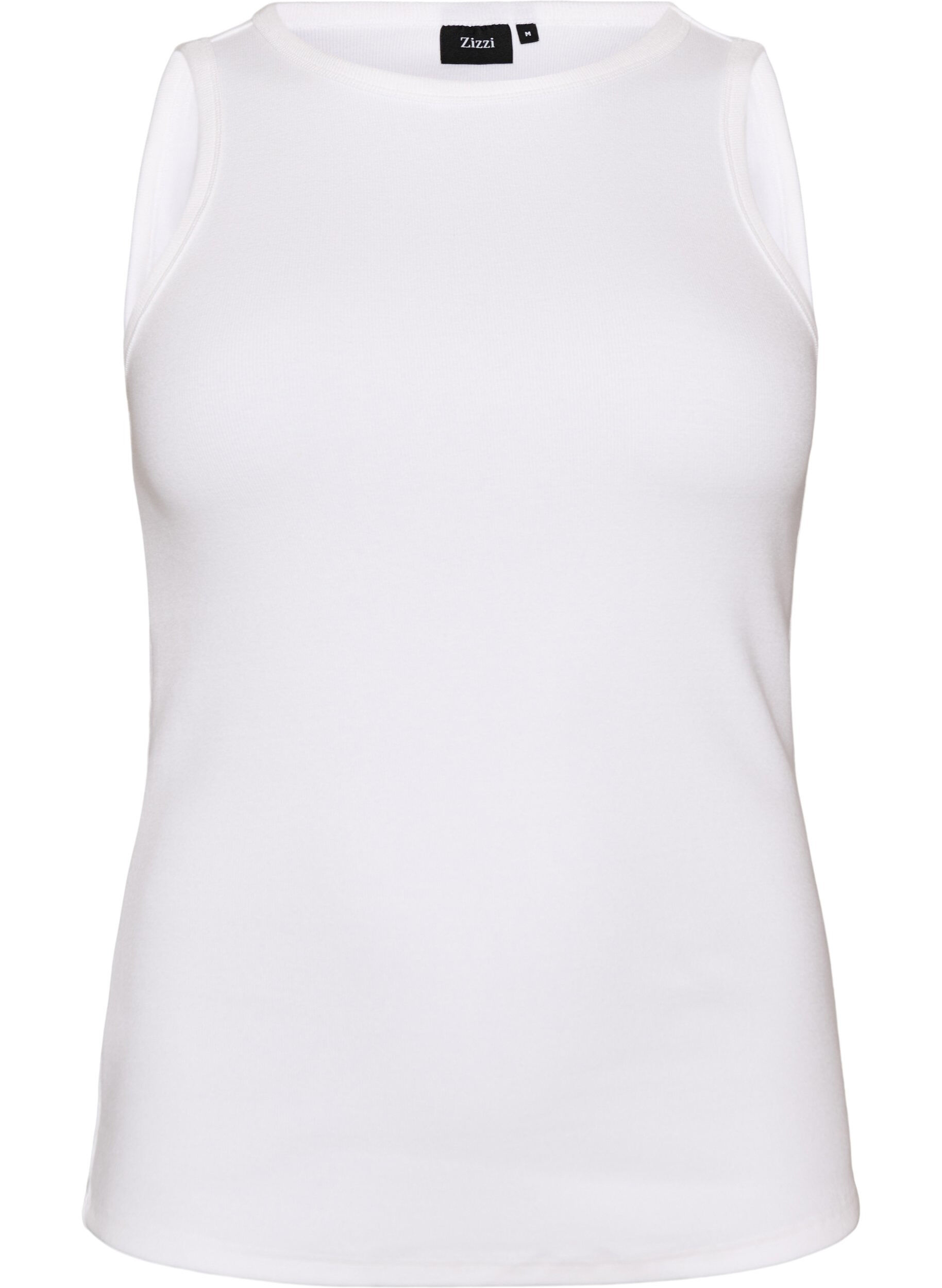 Zizzifashion Cotton ribbed top with high neck, White, Packshot image number 0