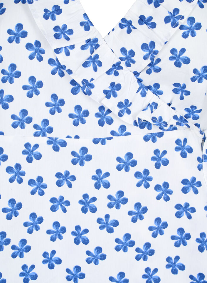 Cotton wrap blouse with floral print, B.White/Small Flower, Packshot image number 2