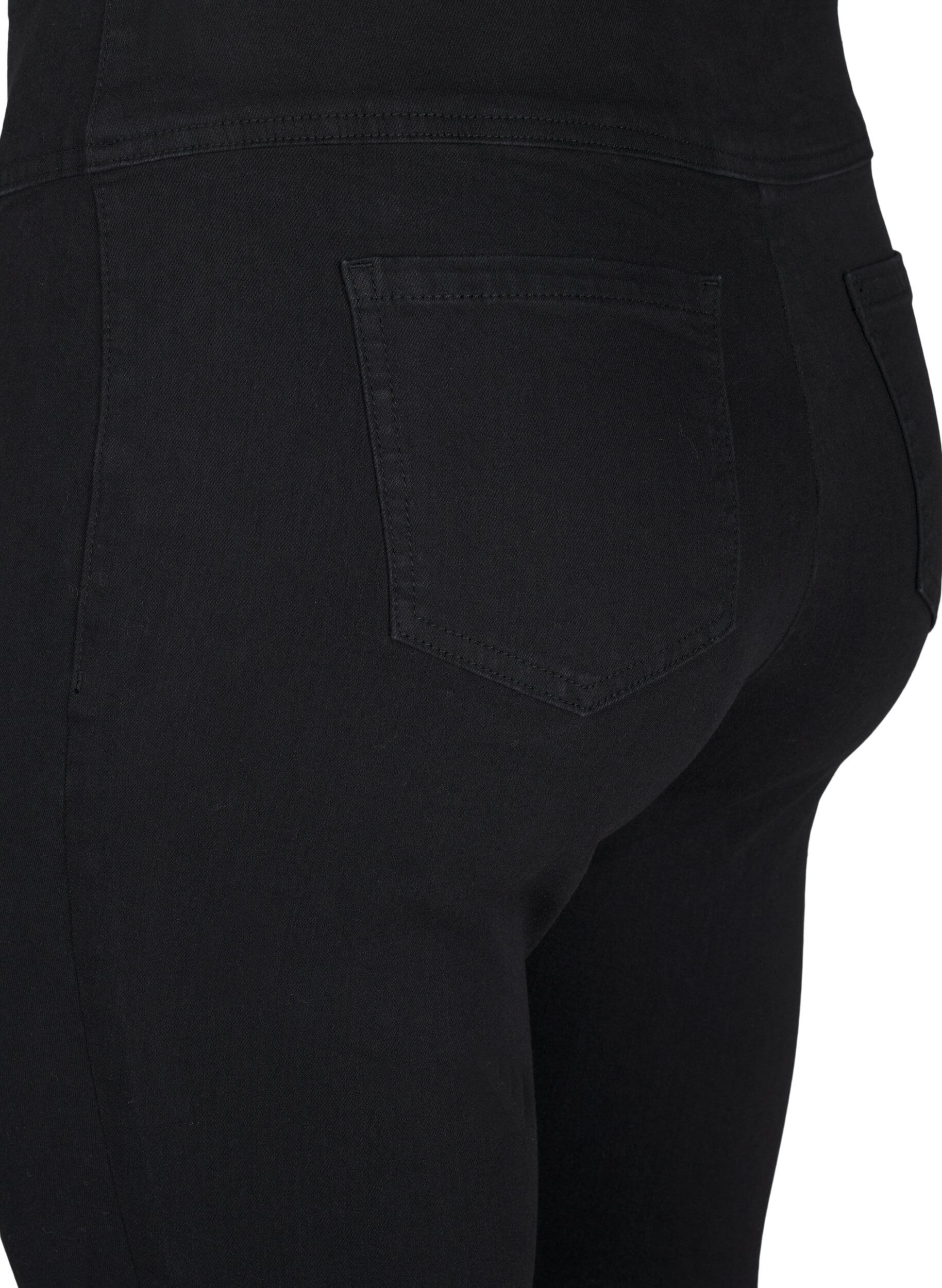 Zizzifashion Stretchy jeggings with a high waist, Black, Packshot image number 3