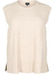 Knitted vest with ribbed edges, Beige, Packshot image number 0