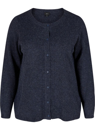 Short melange knitted cardigan with button fastening, Night Sky Mel., Packshot image number 0