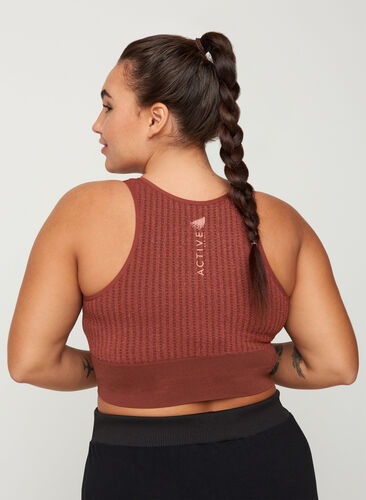 Textured sports top with lurex, Marron, Model image number 1