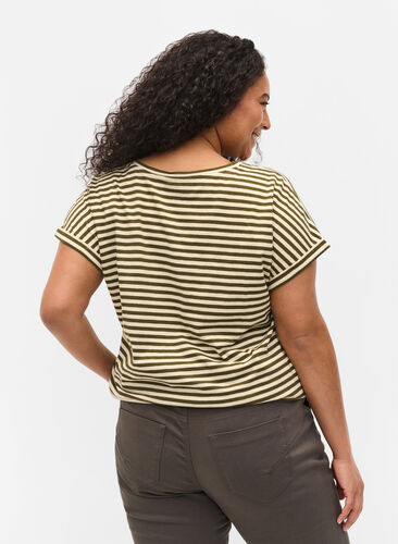 Striped cotton t-shirt, Ivy Green Y/D, Model image number 1