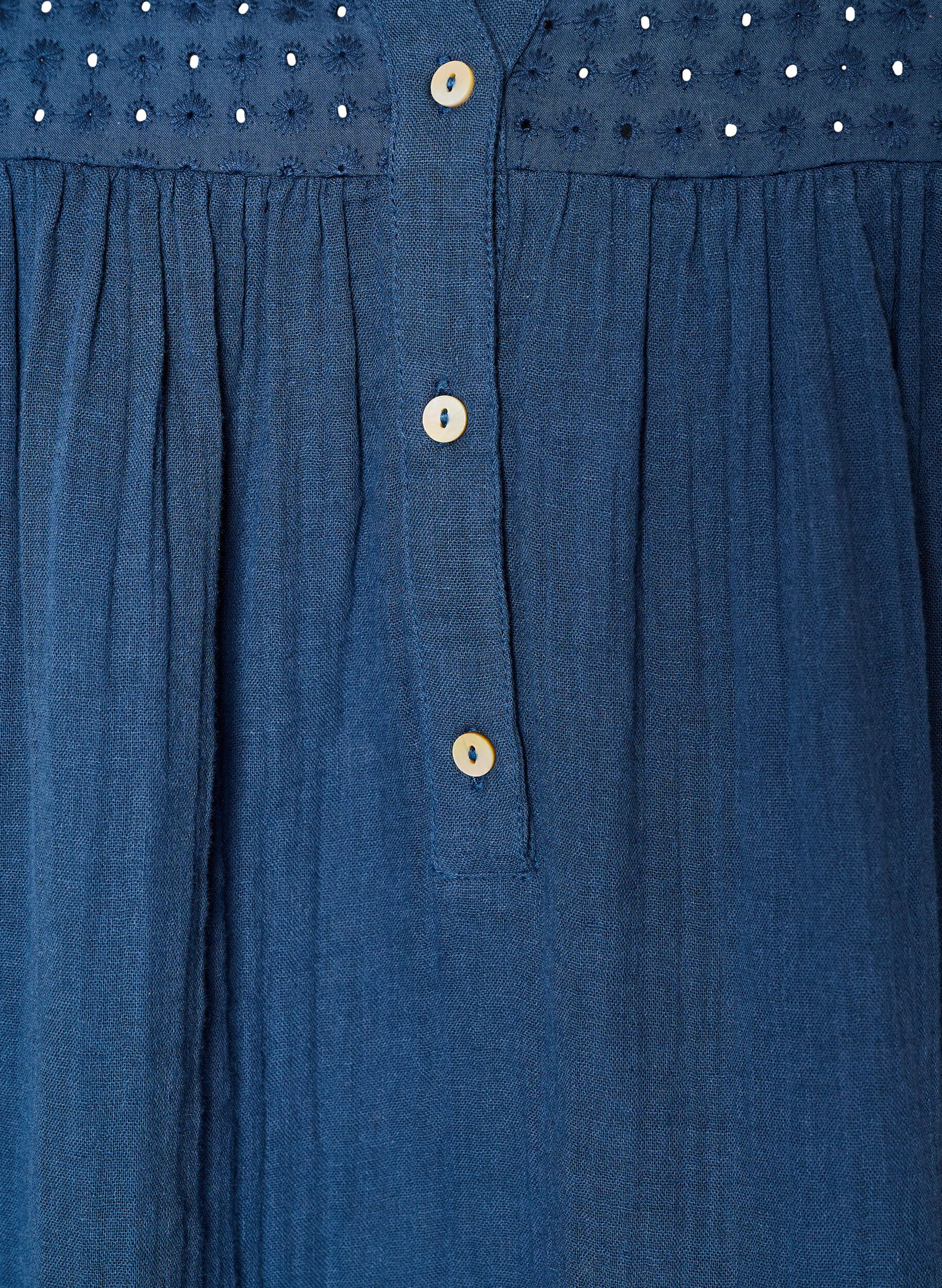 ZizzifashionBlouse in cotton muslin with broderie anglaise, Blue, Packshot image number 2
