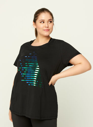 T-shirt with print, Black Blue Oil, Model image number 0
