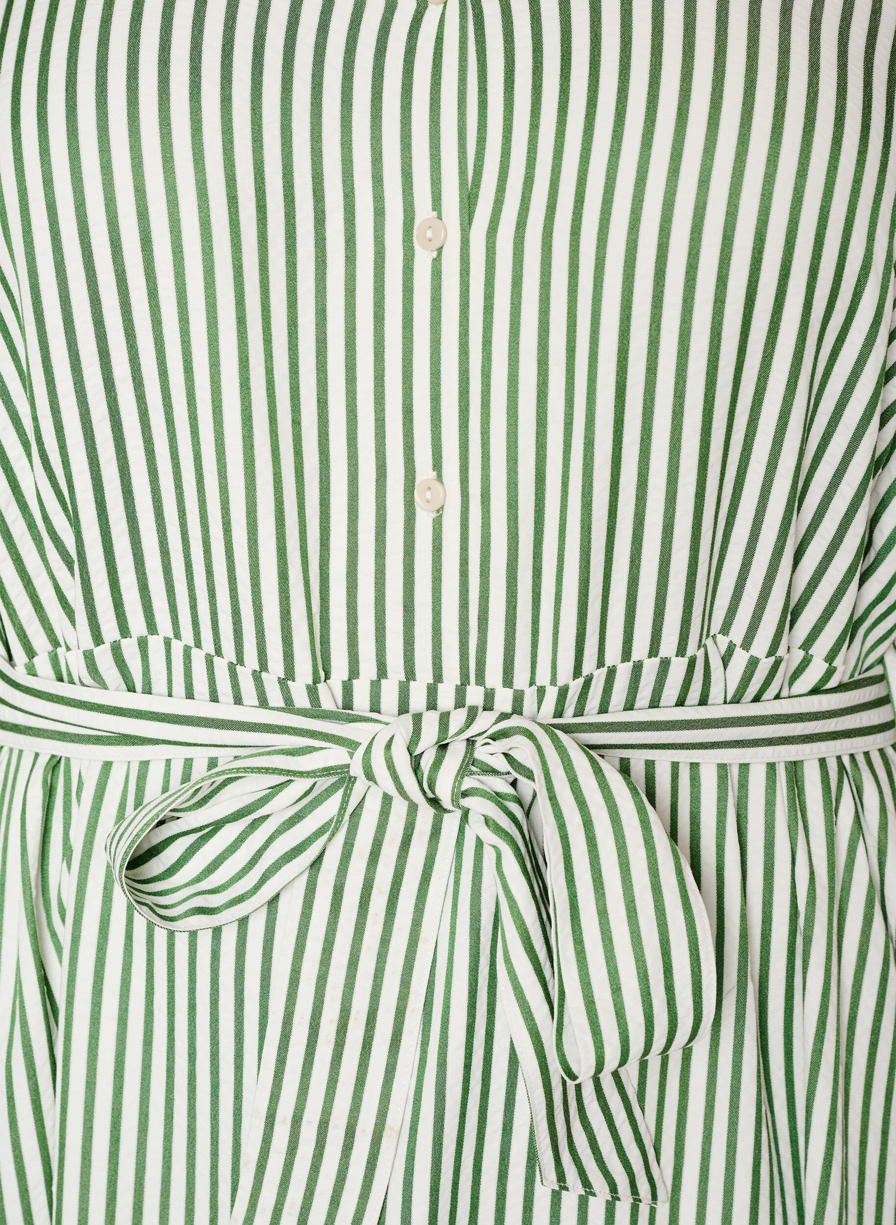 Zizzifashion Ankle-length shirt dress with tie belt and stripes, Green, Packshot image number 2