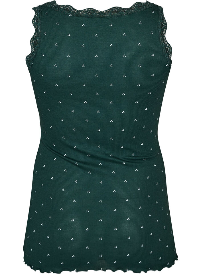 Top with print and lace edge, Green, Packshot image number 1