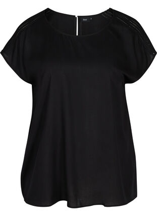 Short-sleeved blouse in viscose, Black, Packshot image number 0