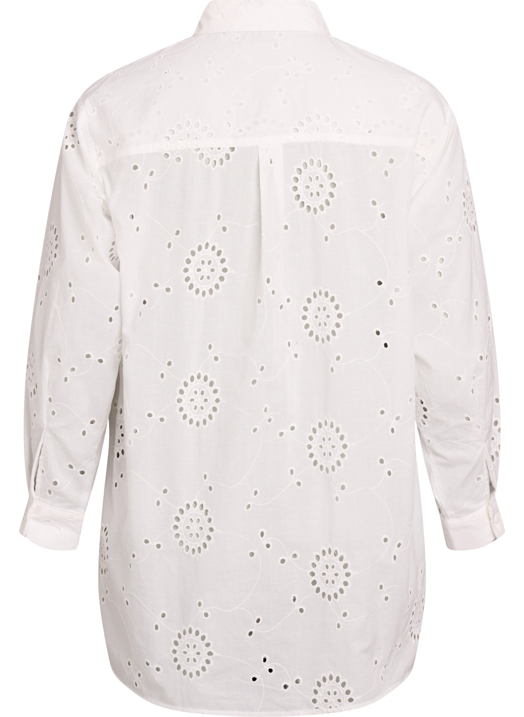 Zizzifashion Cotton tunic with broderie anglaise, White, Packshot image number 1