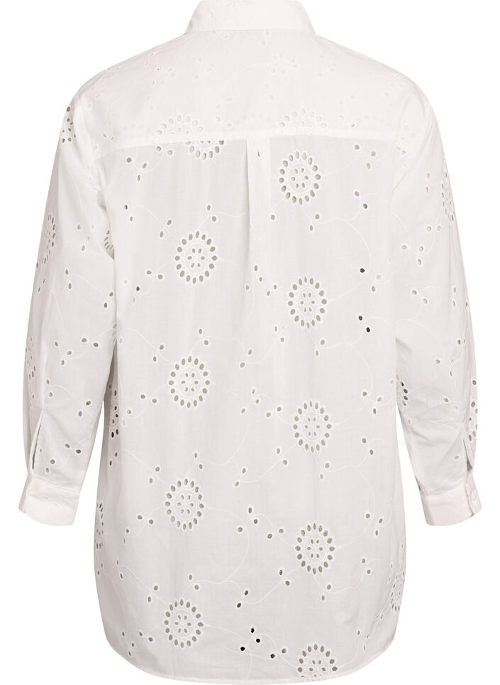 Cotton tunic with broderie anglaise, White, Packshot image number 1
