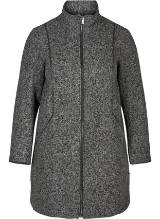 Marled jacket with a high neck and zip, Dark Grey Melange, Packshot image number 0