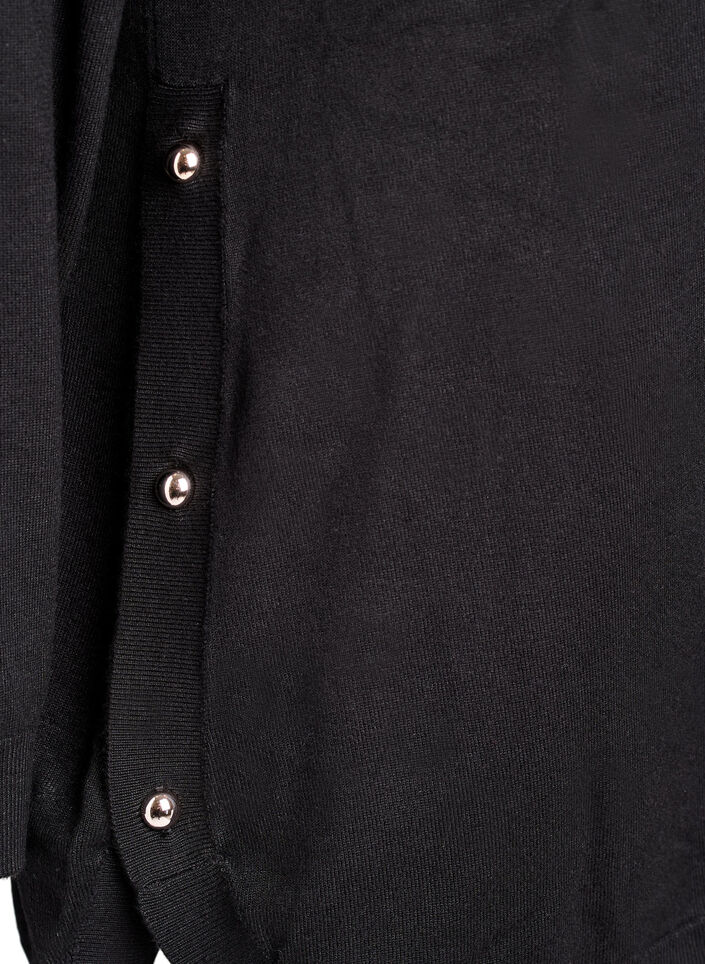 Knitted blouse with side buttons, Black, Packshot image number 3