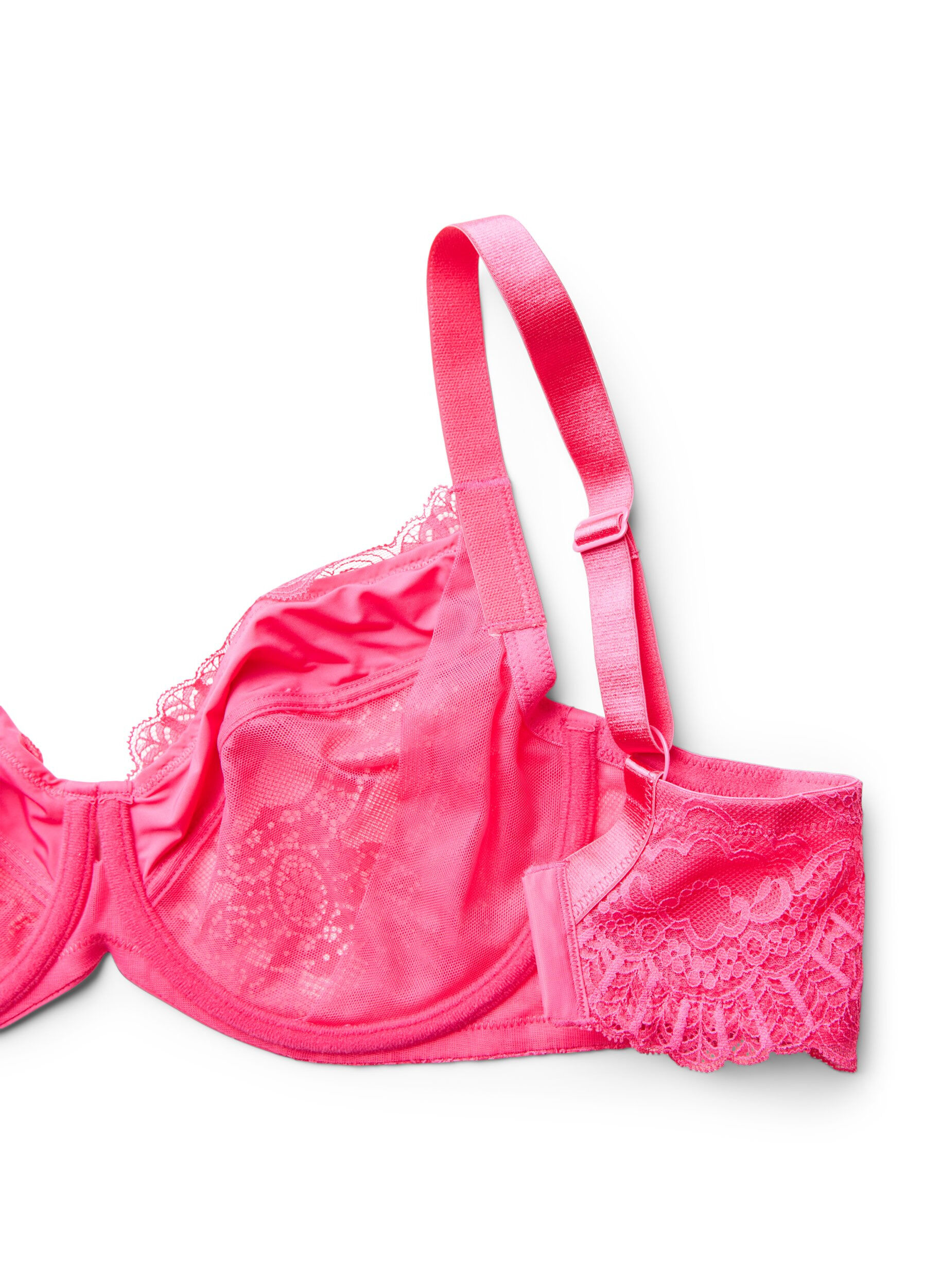Zizzifashion Full cover underwired lace bra, Pink, Packshot image number 3